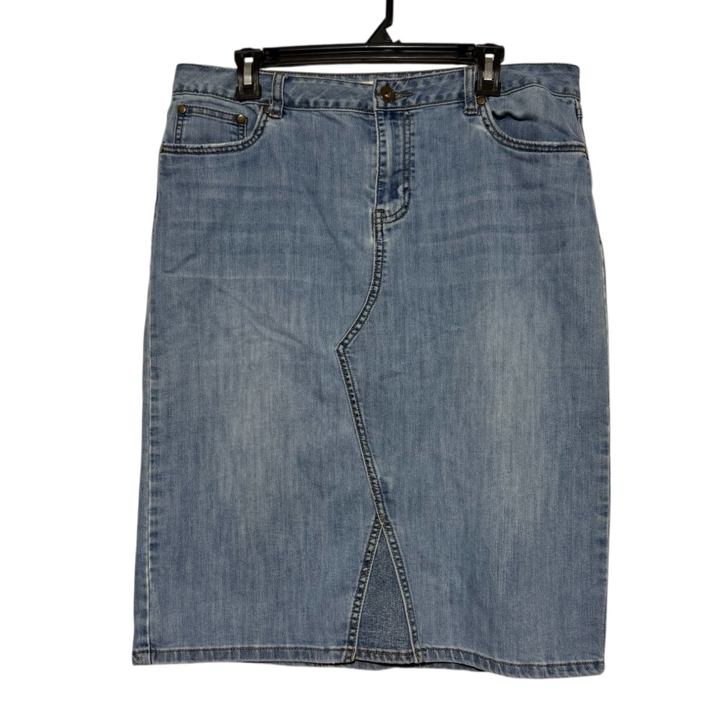 Cato Modest Denim Jean Skirt Womens Size 14 Long Knee Length Light Wash Summer